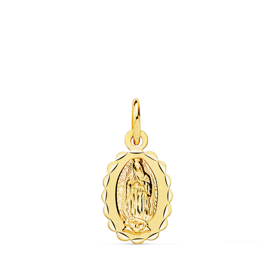 Medalla Virgen de Guadalupe Oval Talla Clasica 12 x 9 mm de oro amarillo 18K