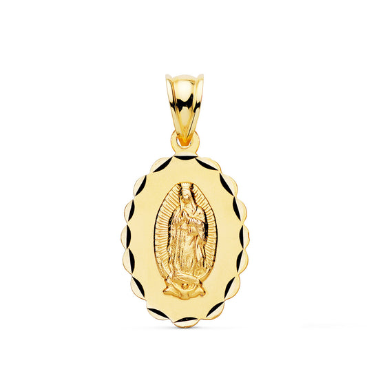 18K MEDALLA ORO AMARILLO VIRGEN DE GUADALUPE TALLA CLASICA OVAL 21X15 MM
