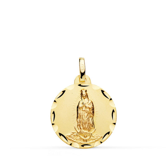 Medalla Virgen de Guadalupe Tallada 18 mm de oro amarillo 18K