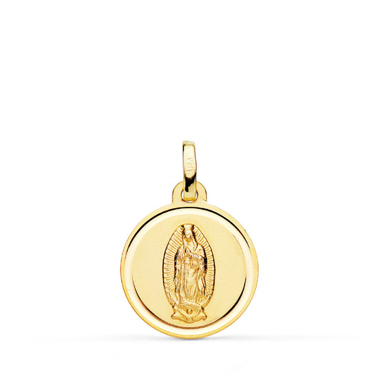 Medalla Virgen de Guadalupe Bisel 16 mm de oro amarillo 18K
