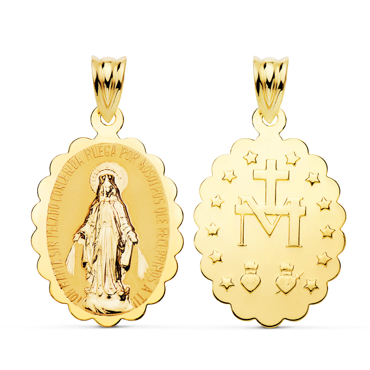 Medalla Escapulario Virgen de la Milagrosa Brillo 23 x 15 mm de oro amarillo 18K
