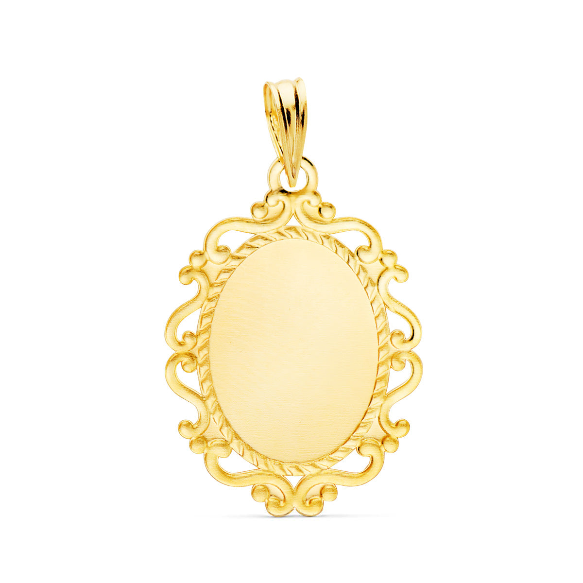 9K MEDALLA ORO AMARILLO VIRGEN DE LA MILAGROSA CERCO EN FRANCES 23X16 MM 1.15GR