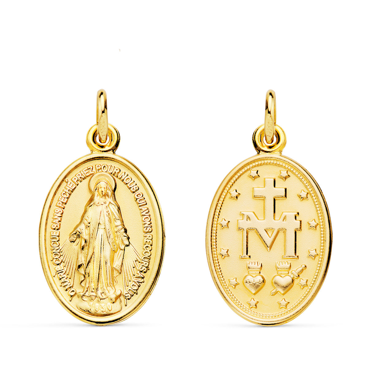 Medalla Virgen Milagrosa Oval 29 x 18 mm de oro amarillo 18K