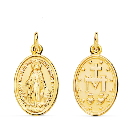 Medalla Virgen Milagrosa Oval 29 x 18 mm de oro amarillo 18K