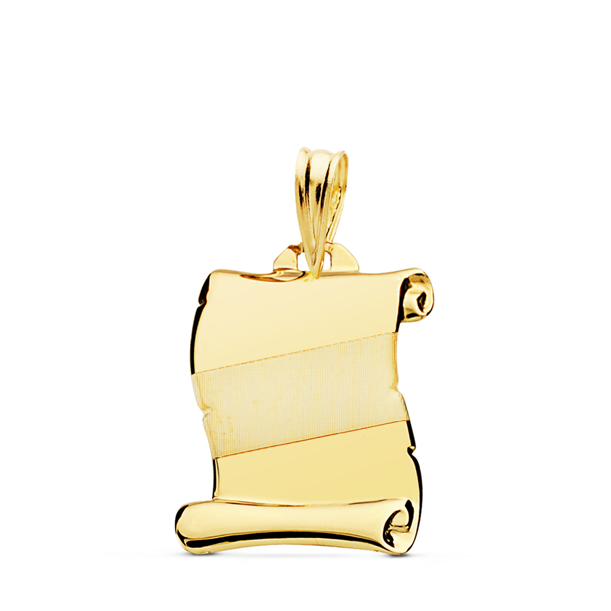 Placa Chapa Pergamino Liso Brillo Banda Diagonal Matizada 18 x 14 mm de oro amarillo 18K