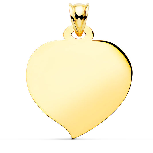 18K PLACA CHAPA ORO AMARILLO CORAZON BRILLO 28X28 MM C. AMOR