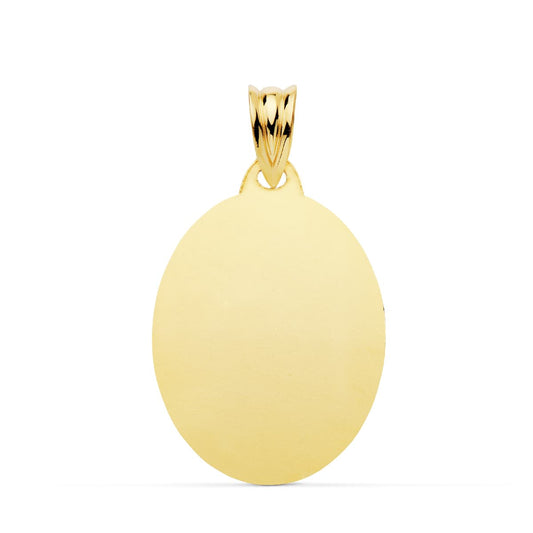 18K PLACA CHAPA OVAL ORO AMARILLO BRILLO 23X18 MM