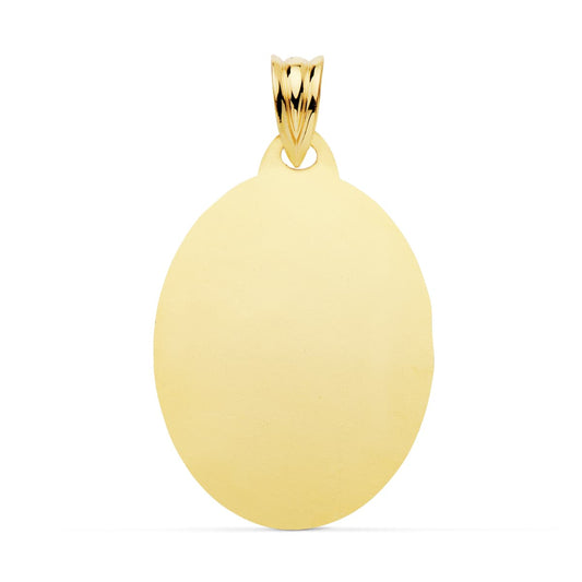 18K PLACA CHAPA OVAL ORO AMARILLO BRILLO 26X20 MM