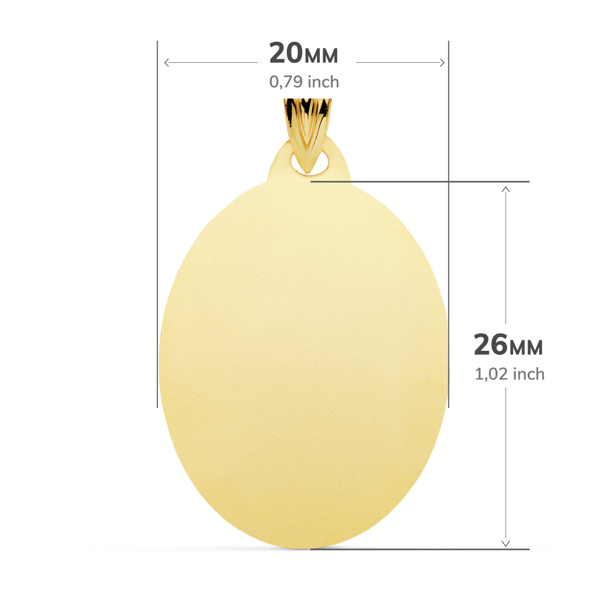 Placa Chapa Oval Brillo 26 x 20 mm de oro amarillo 18K