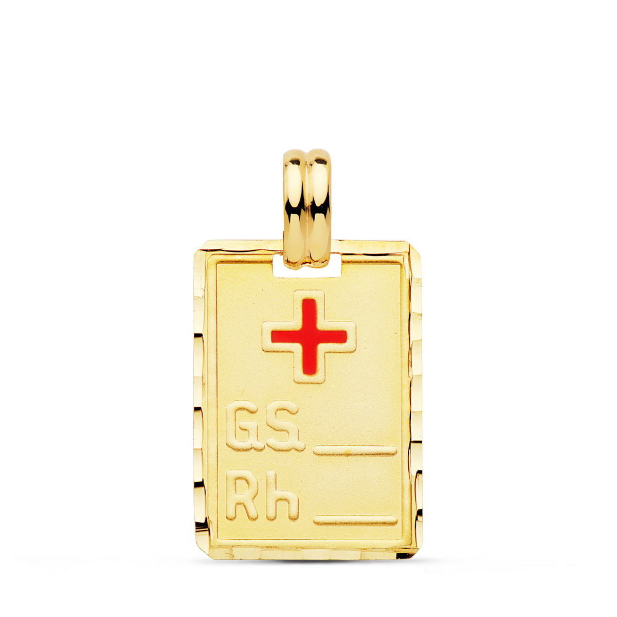 Placa Chapa Grupo Sanguineo Rh 20 x 14 mm de oro amarillo 18K
