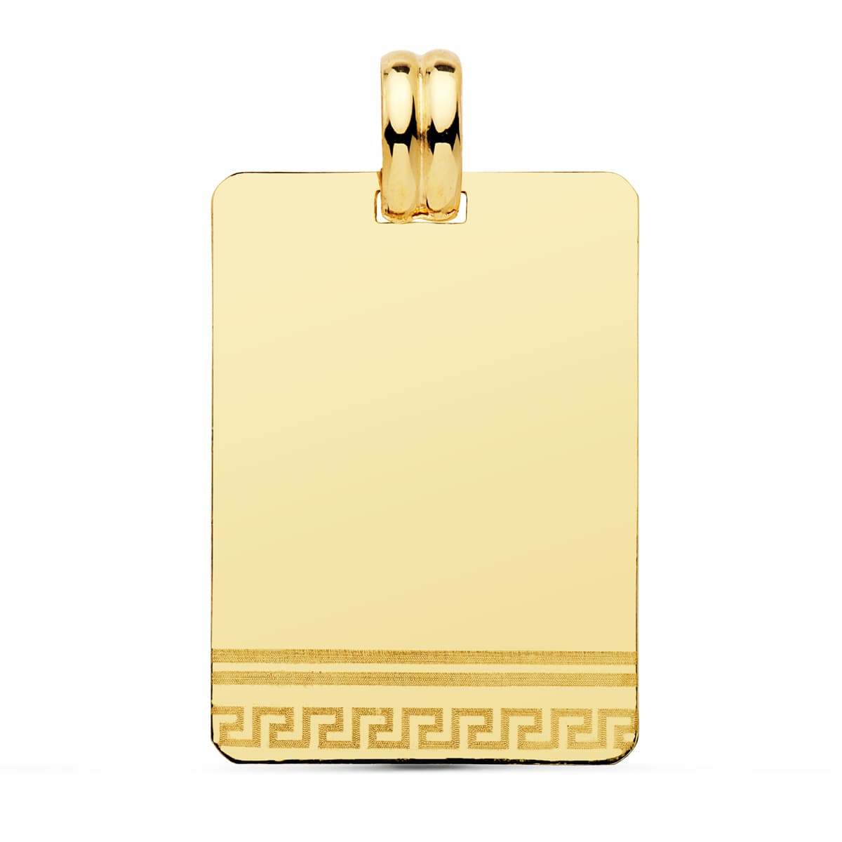 18K PLACA CHAPA LASER GRECA ORO AMARILLO 28X20 MM
