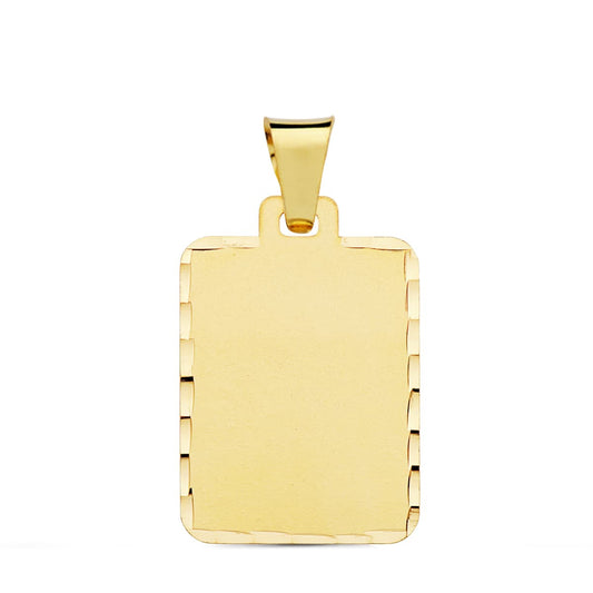 18K PLACA CHAPA ORO AMARILLO MATE TALLADA 24X19 MM