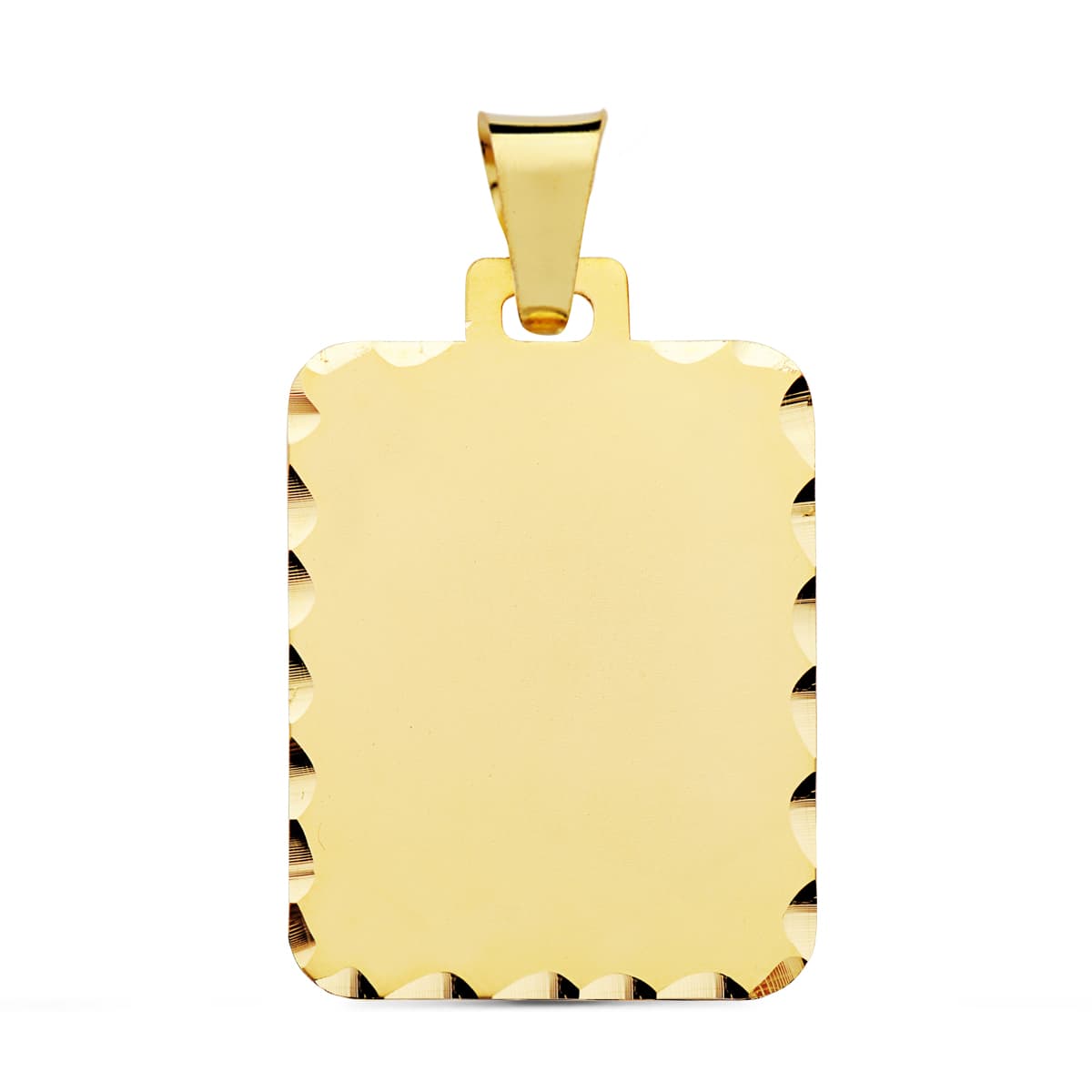 18K PLACA CHAPA ORO AMARILLO MATE TALLADA 28X20 MM