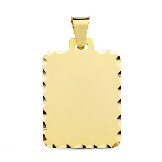 18K PLACA CHAPA ORO AMARILLO MATE TALLADA 28X20 MM