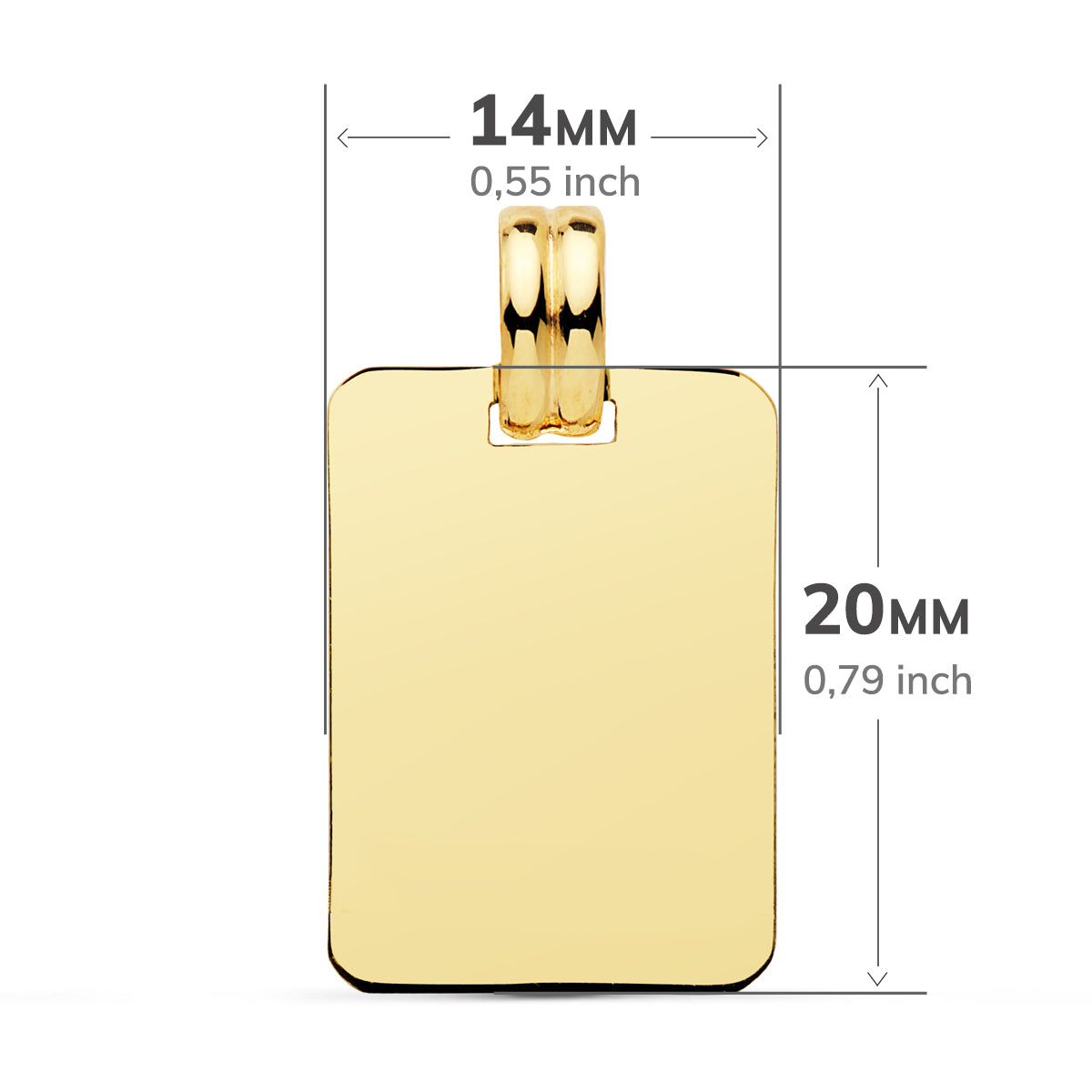 18K PLACA CHAPA LISA ORO AMARILLO EN BRILLO 20X14 MM