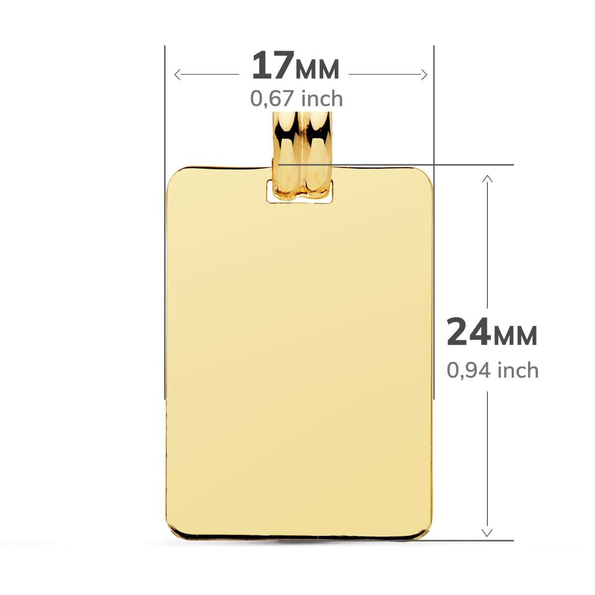 18K PLACA CHAPA ORO AMARILLO LISA EN BRILLO 24X17 MM