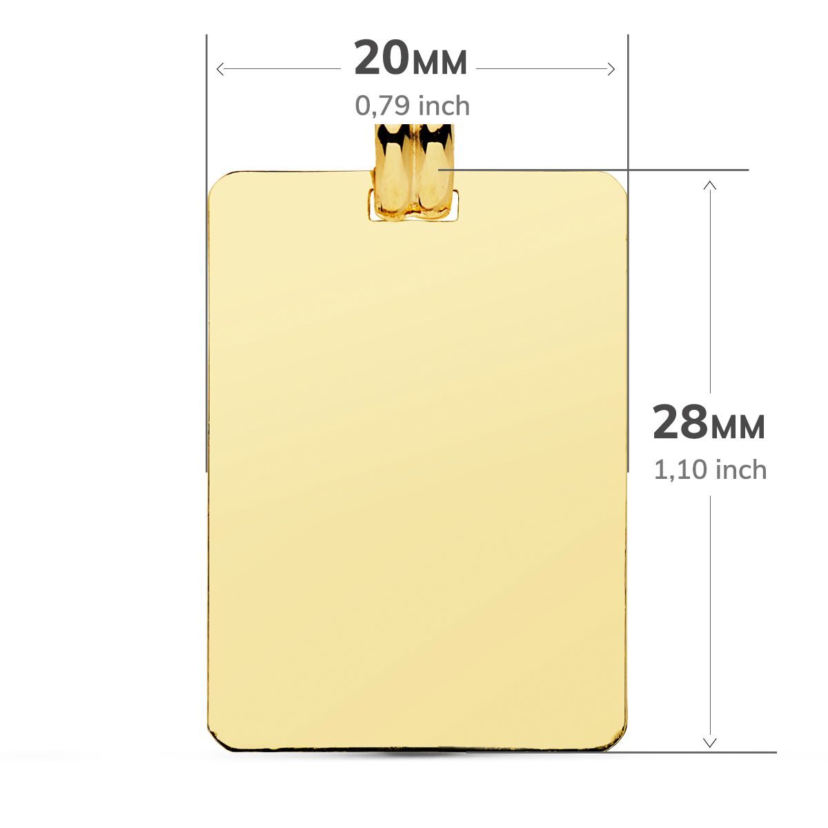 Placa Chapa Brillo Lisa 28 x 20 mm de oro amarillo 18K