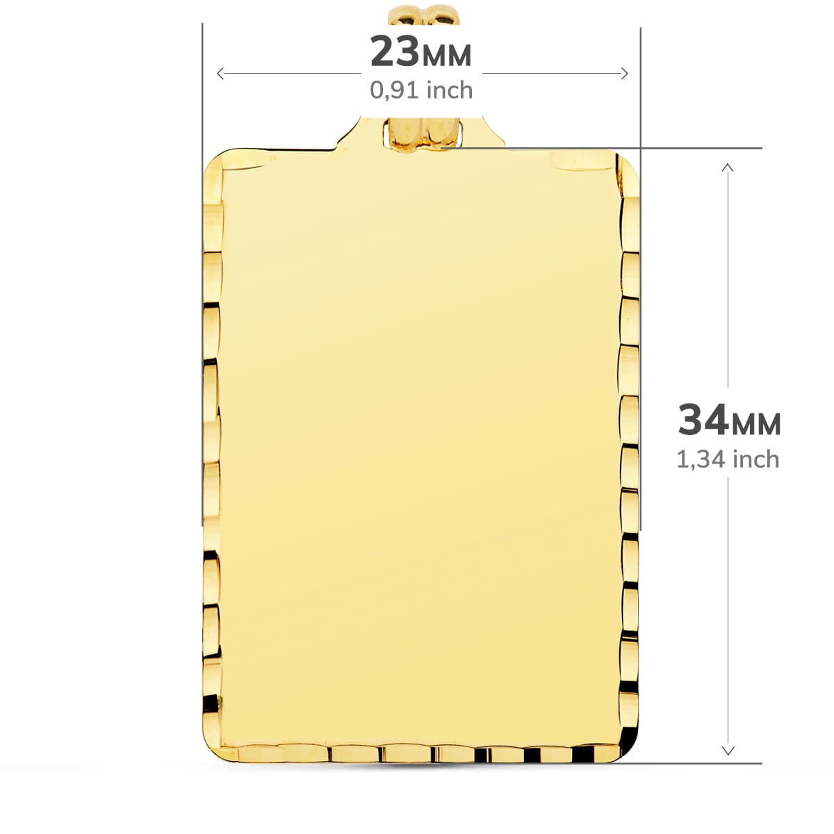 18K PLACA CHAPA ORO AMARILLO TALLADA 36X23 MM