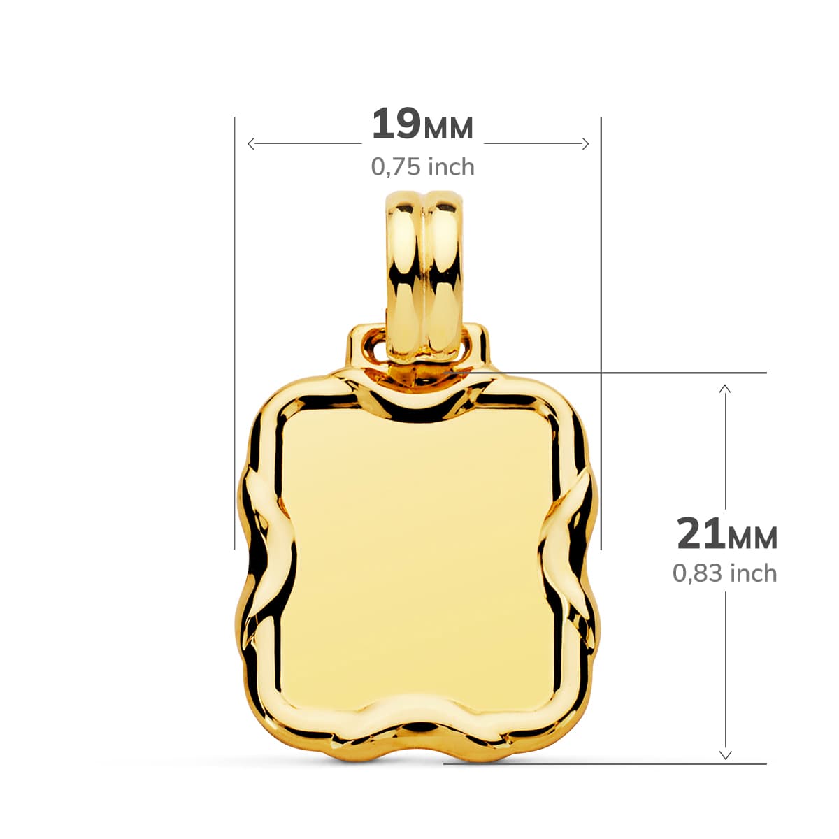 9K PLACA CHAPA ORO AMARILLO RECTANGULAR 23X19 MM
