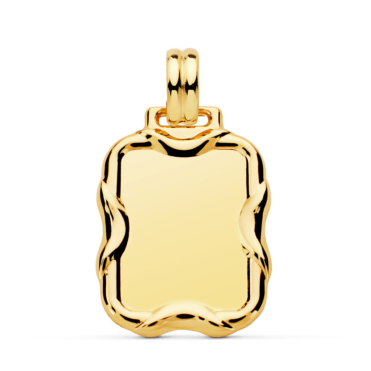 Placa Chapa Rectangular Brillo 26 x 21 mm de oro amarillo 18K