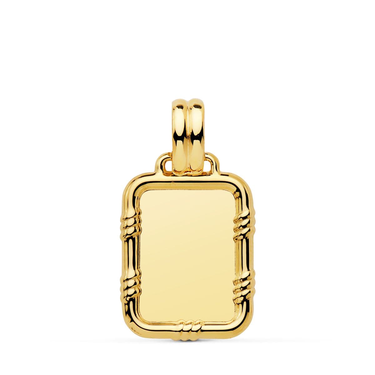 18K PLACA CHAPA ORO AMARILLO BRILLO CON BORDE 19X15 MM