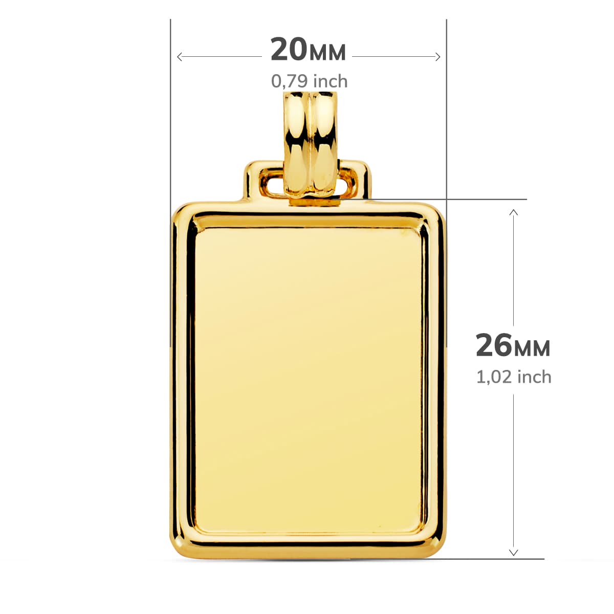 18K PLACA CHAPA LISA ORO AMARILLO 29X20 MM