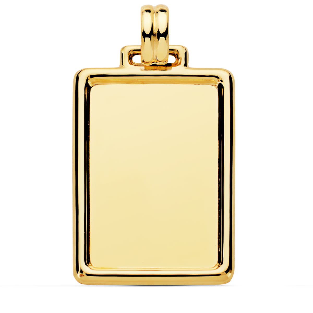 Placa Chapa Lisa Brillo Borde 31 x 23 mm de oro amarillo 18K