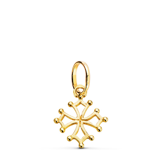 Colgante Cruz de Occitania . 16 x 13 mm de oro amarillo 18K