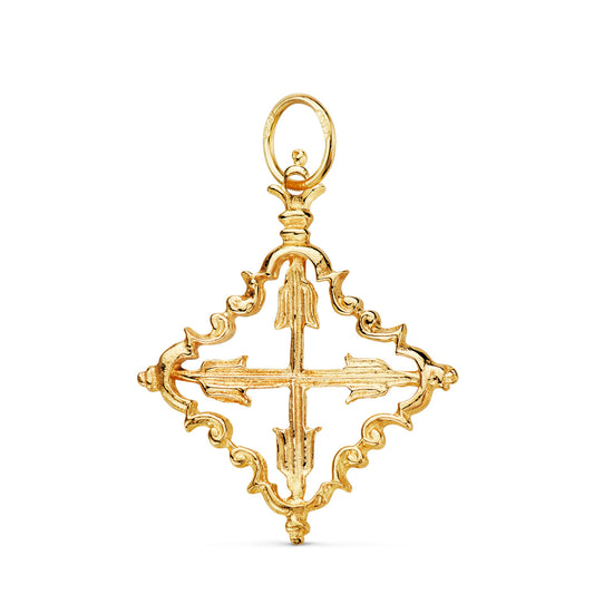 Colgante Cruz Mallorquina 30 x 24 mm de oro amarillo 18K