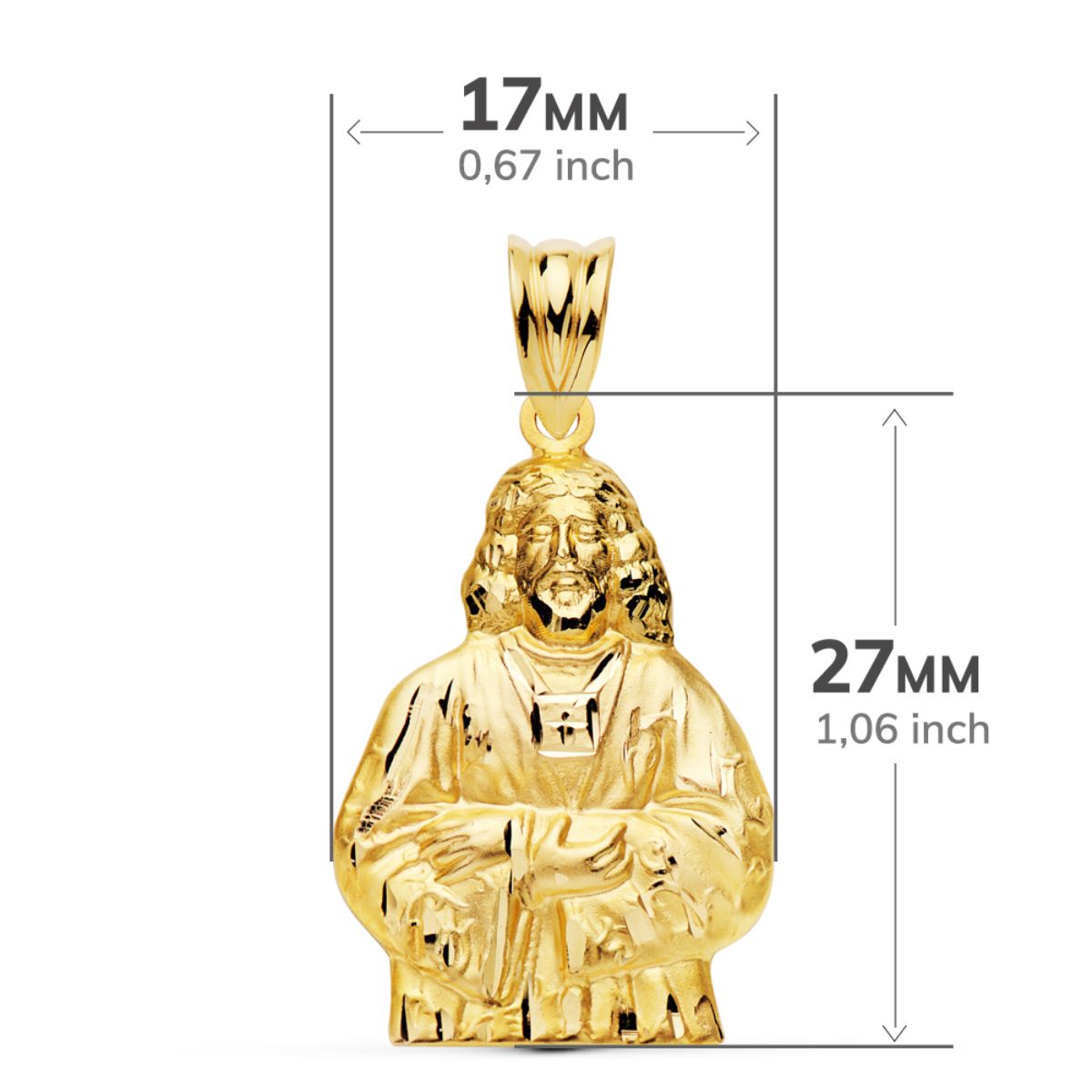 Colgante Cristo Medinaceli Silueta. 27 x 17 mm de oro amarillo 18K