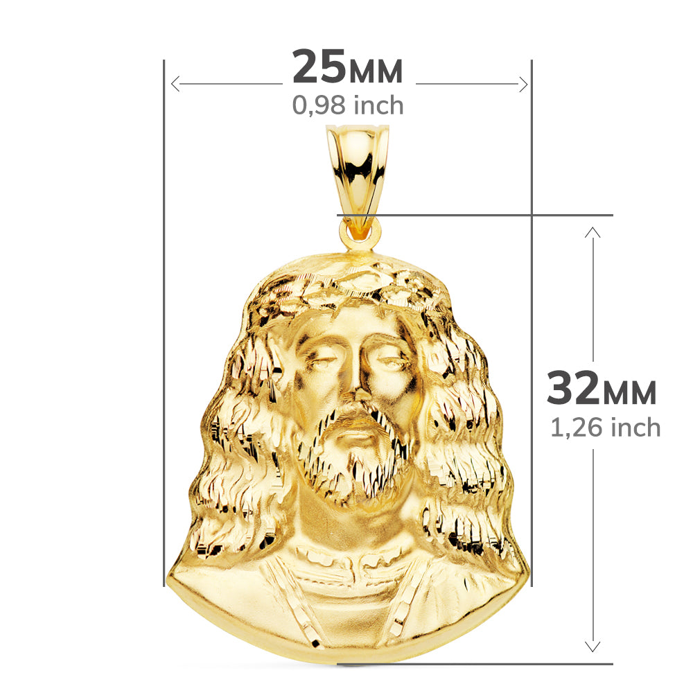 Colgante Rostro Cristo . 32 x 25 mm de oro amarillo 18K