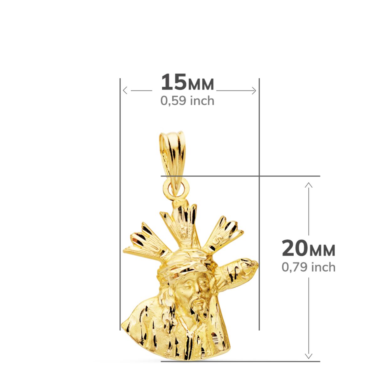 Colgante Cristo del Gran Poder Silueta 20 x 15 mm de oro amarillo 18K
