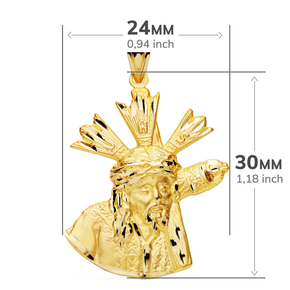 Cristo Gran Poder Silueta 28 x 24 mm de oro amarillo 18K