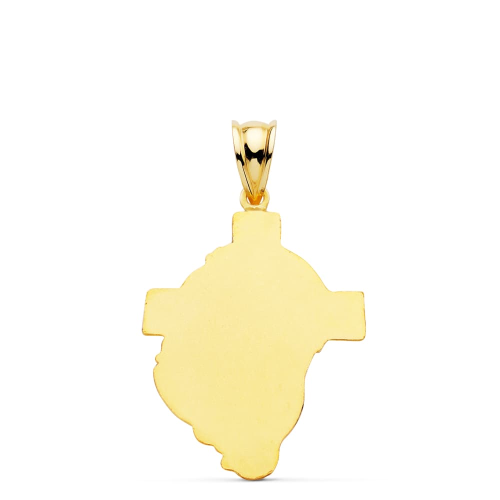 Colgante Cabeza de Cristo Cruz 31 x 21 mm de oro amarillo 18K