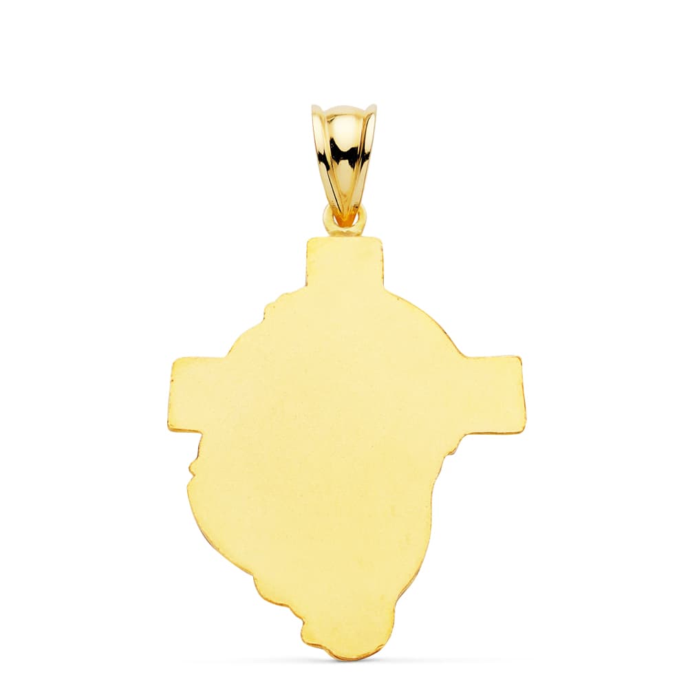 Colgante Cabeza de Cristo con Cruz 35 x 25 mm de oro amarillo 18K