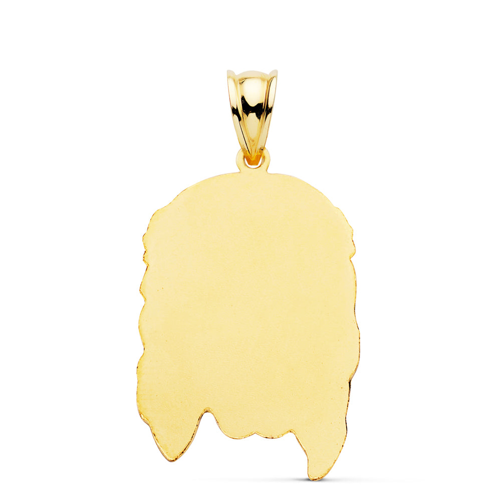 Colgante Cabeza de Cristo Estampado. 30 x 19 mm de oro amarillo 18K