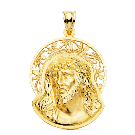 Colgante Colgante Cabeza de Cristo Orla 32 x 26 mm de oro amarillo 18K
