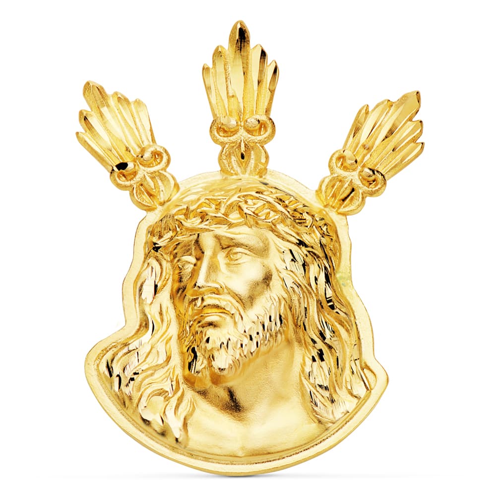 Colgante Colgante Cabeza de Cristo Potencias 38 x 29 mm de oro amarillo 18K