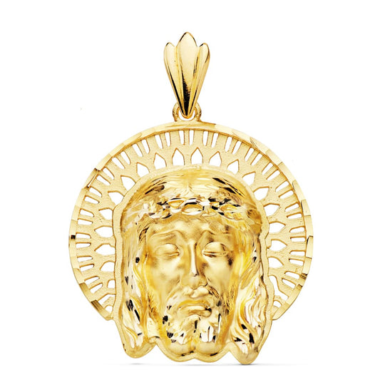 18K COLGANTE COLGANTE ORO AMARILLO CABEZA DE CRISTO ORLA 31X31 MM