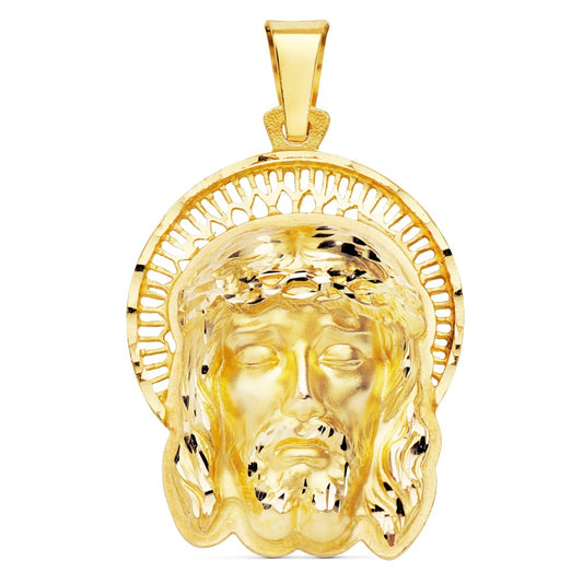 Colgante Cabeza de Cristo Orla 35 x 25 mm de oro amarillo 18K