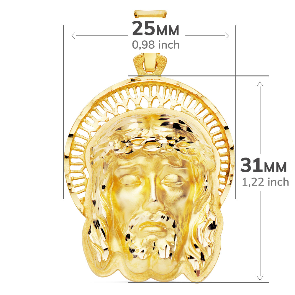 Colgante Cabeza de Cristo Orla 35 x 25 mm de oro amarillo 18K