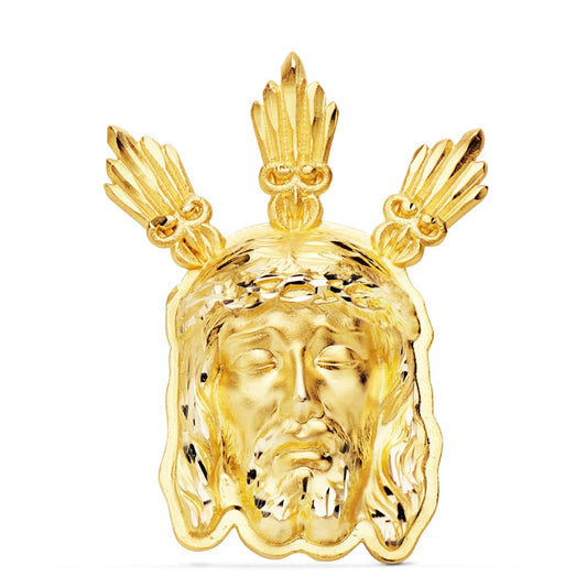 Colgante Colgante Cabeza de Cristo Potencias 39 x 28 mm de oro amarillo 18K
