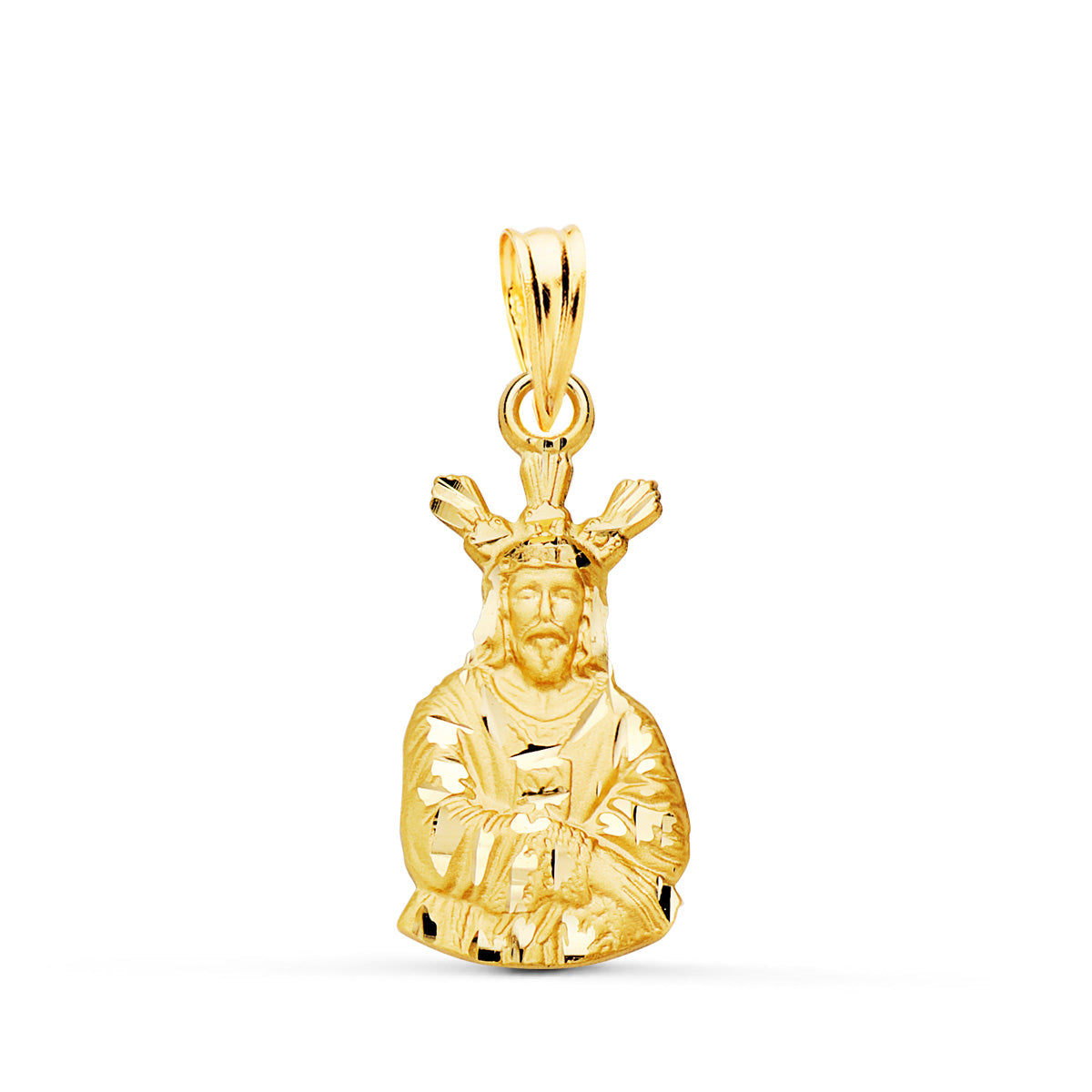 Medalla Cristo Cautivo Silueta 18 x 10 mm de oro amarillo 18K