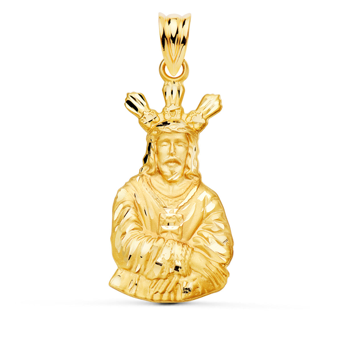 Medalla Cristo Cautivo Silueta 28 x 16 mm de oro amarillo 18K