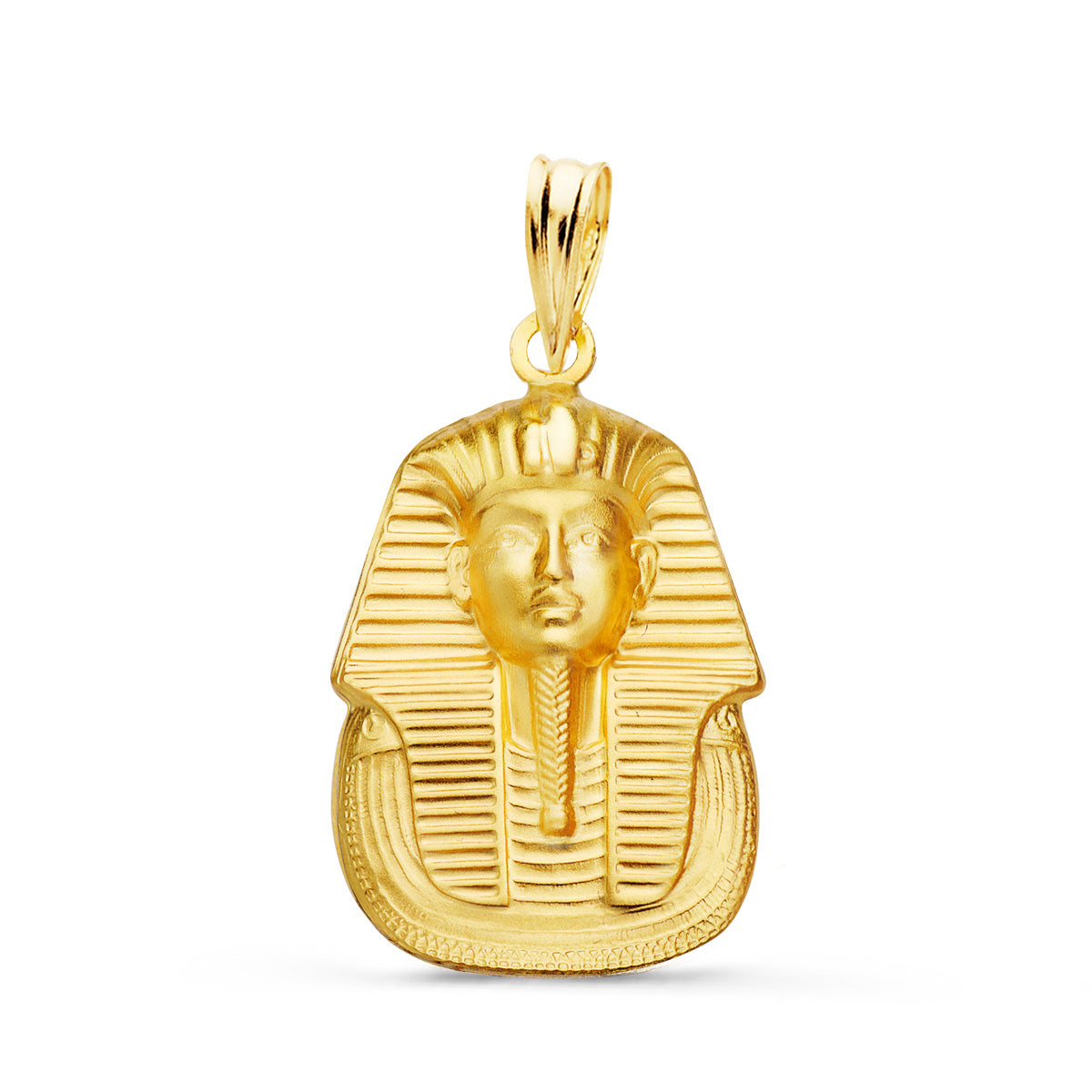 18K COLGANTE ORO AMARILLO TUTANKAMON MATIZADO. 20X14 MM