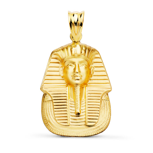 18K COLGANTE ORO AMARILLO EGIPCIO TUTANKAMON MATIZADO. 30X22 MM