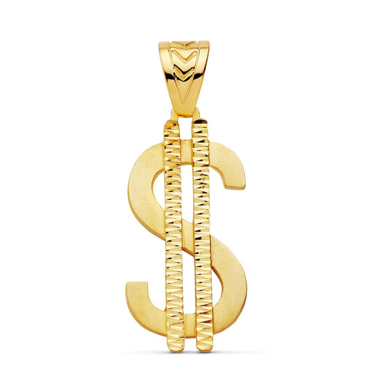 Colgante Simbolo Dolar . 41 x 21 mm de oro amarillo 18K