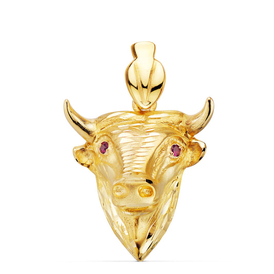 Colgante Fundido Cabeza de Toro 27 x 25 mm de oro amarillo 18K
