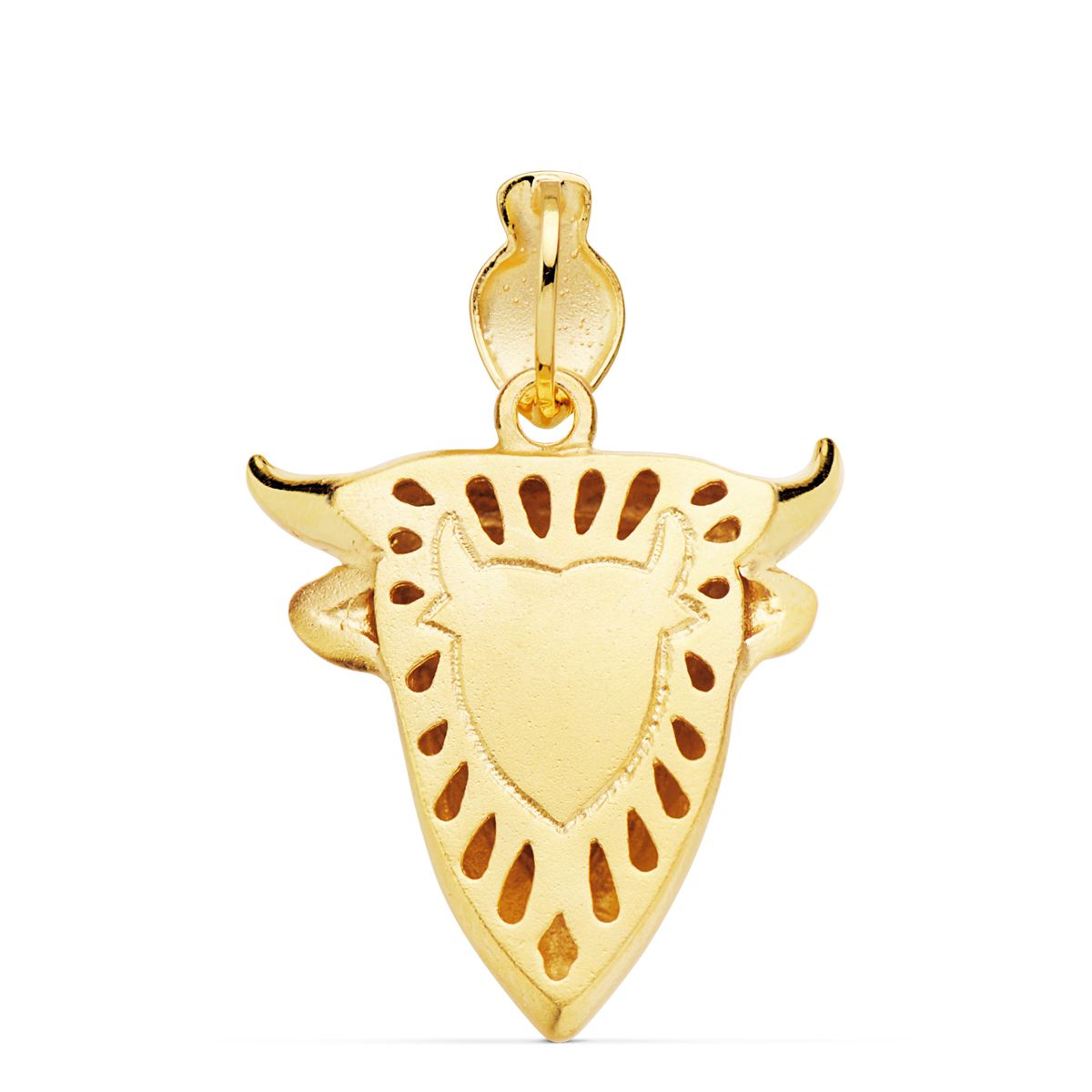18K COLGANTE ORO AMARILLO FUNDIDO CABEZA DE TORO 27X25 MM