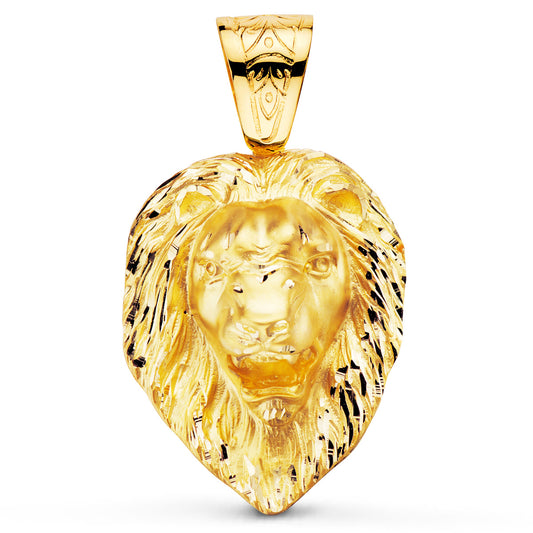 Colgante Leon Gigante Tallado 66 x 56 mm de oro amarillo 18K